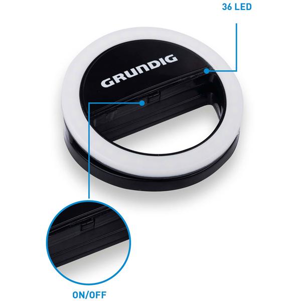 Innovative Ringleuchte universal für Smartphones, Ø 3,3" (8,5 cm) mit Clip - ideal für Vlogs, Selfies und Online-Meetings