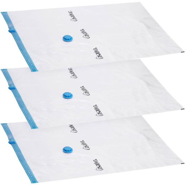 3er-Set Vakuumbeutel L, 60x80 cm - Platzsparende Kompression mit Staubsauger - Kleiderbeutel Schutz vor Staub, Falten, Motten, Feuchtigkeit & Gerüchen