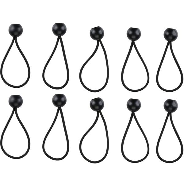 Gummispanner mit Kugel - 10er-Set Bungee-Kordeln für Abdeckplanen & Zelte - Hochelastisch, stabil & wiederverwendbar - 14 cm Länge - Schwarz
