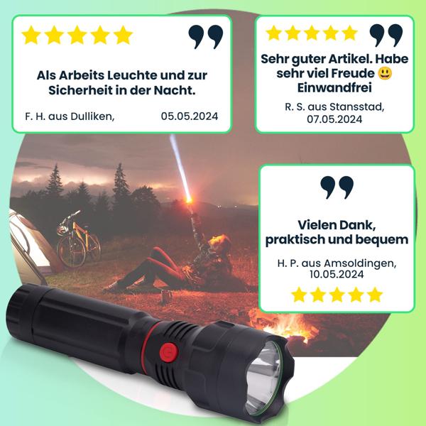 2-in-1 Arbeitsleuchte & LED-Taschenlampe mit ausziehbarer COB-LED, 300 lm, IPX4, Neodym-Magnet - Ideal für Camping, Werkstatt & Notfälle