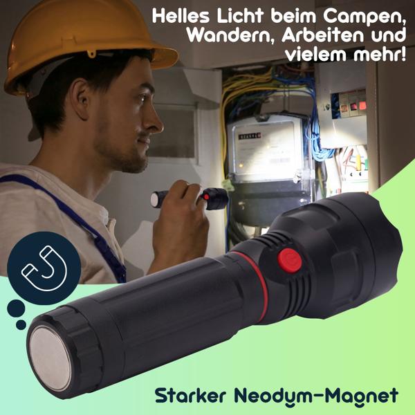 2-in-1 Arbeitsleuchte & LED-Taschenlampe mit ausziehbarer COB-LED, 300 lm, IPX4, Neodym-Magnet - Ideal für Camping, Werkstatt & Notfälle