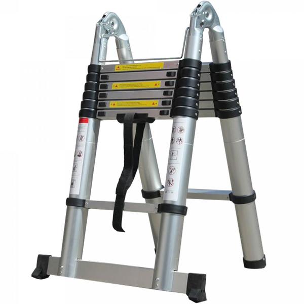 Praktische Teleskopleiter, ausziehbar bis 4,4 m, 150 kg Belastbarkeit, platzsparend, hochwertiges Aluminium, DIN EN131