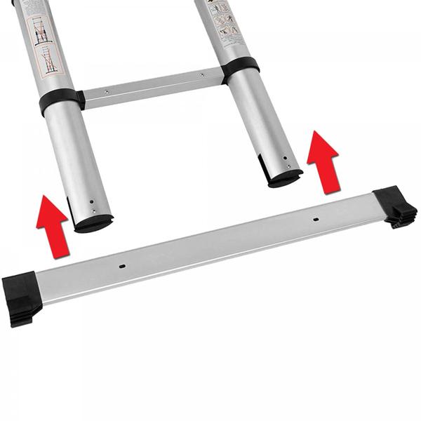 Praktische Teleskopleiter, ausziehbar bis 4,4 m, 150 kg Belastbarkeit, platzsparend, hochwertiges Aluminium, DIN EN131