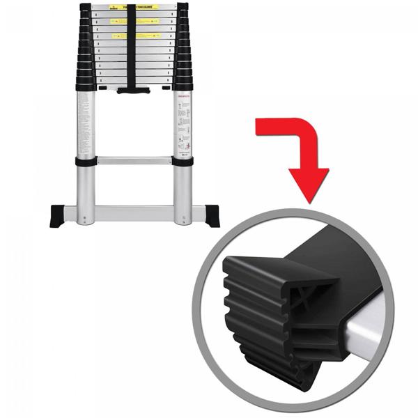 Praktische Teleskopleiter, ausziehbar bis 4,4 m, 150 kg Belastbarkeit, platzsparend, hochwertiges Aluminium, DIN EN131