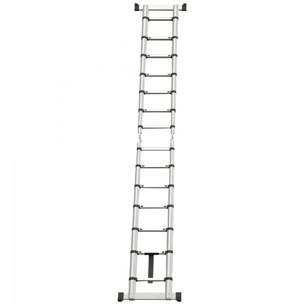 Praktische Teleskopleiter, ausziehbar bis 4,4 m, 150 kg Belastbarkeit, platzsparend, hochwertiges Aluminium, DIN EN131