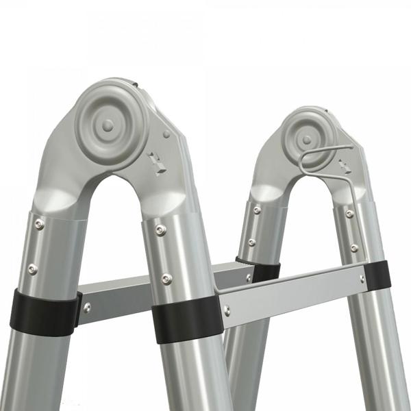 Praktische Teleskopleiter, ausziehbar bis 4,4 m, 150 kg Belastbarkeit, platzsparend, hochwertiges Aluminium, DIN EN131