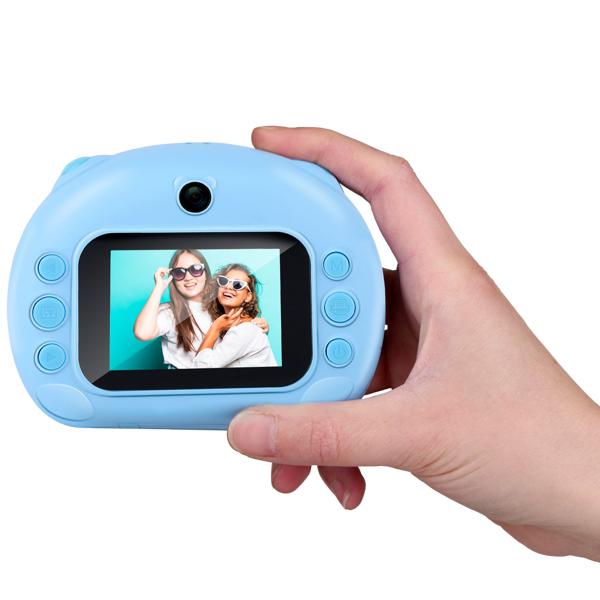 Sofortbildkamera blau - druckt Fotos direkt - 12 MP Foto- & 1080p Videofunktion - 2 Papierrollen - 2.4" HD-Bildschirm - 5 Spiele - 1200 mAh Akku