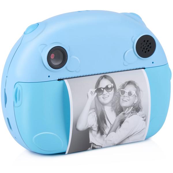 Sofortbildkamera blau - druckt Fotos direkt - 12 MP Foto- & 1080p Videofunktion - 2 Papierrollen - 2.4" HD-Bildschirm - 5 Spiele - 1200 mAh Akku