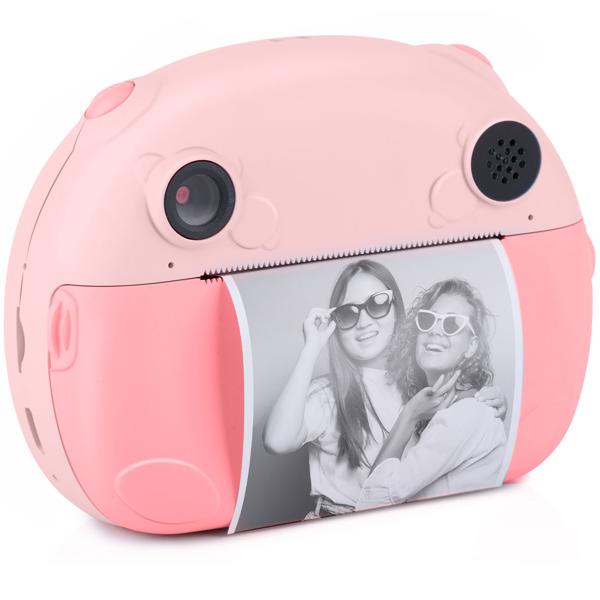 Sofortbildkamera 12MP rosa - Druckt Fotos sofort aus - 3 Ersatzpapierrollen - 1080p Video - 5 Spiele - Micro-SD bis 32GB - USB-C Ladezeit 4-6h