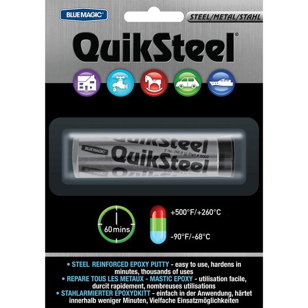 QuikSteel Epoxid Knetmasse 56,8g - Metall Reparatur für Eisen, Messing, Aluminium, Kupfer, Stahl, Glas, Holz - Härtet unter Wasser aus -260°C bis -170°C