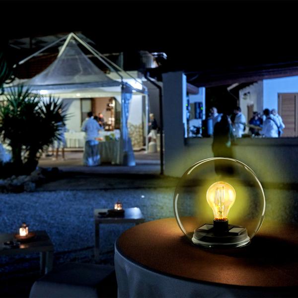 3er-Set 2in1 Solar-Kugel-Lampe aus Glas - Tisch- & Bodenbeleuchtung mit Erdspiess - Ø18 cm, IP44, LEDs, Garten, Balkon, Terrasse