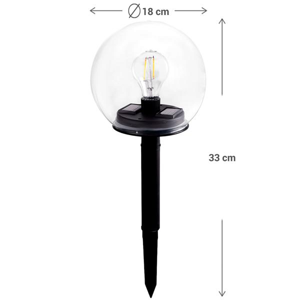 3er-Set 2in1 Solar-Kugel-Lampe aus Glas - Tisch- & Bodenbeleuchtung mit Erdspiess - Ø18 cm, IP44, LEDs, Garten, Balkon, Terrasse