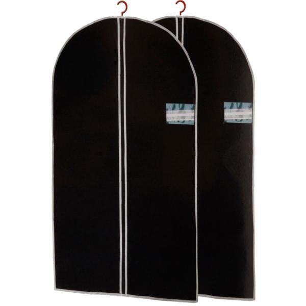 Kleiderschutzhülle 2er-Set Schwarz - Optimaler Staub- & Knitterfalten-Schutz für Zuhause & Reisen - Mit Reissverschluss, Beschriftungsfenster