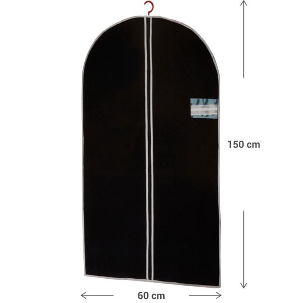 Kleiderschutzhülle 6er-Set – staub- & knitterfrei für Zuhause & Reisen – inkl. Reissverschluss, Beschriftungsfenster, 150x60 cm, schwarz