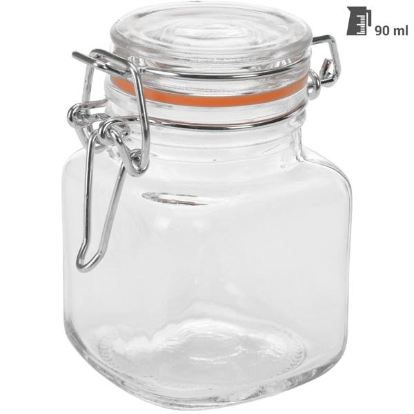 8er-Set Vorratsglas mit Bügelverschluss - 90ml luftdichte Glasbehälter für Müsli Süssigkeiten Gewürze - hygienische Lagerung - Glas/Bambus transparent