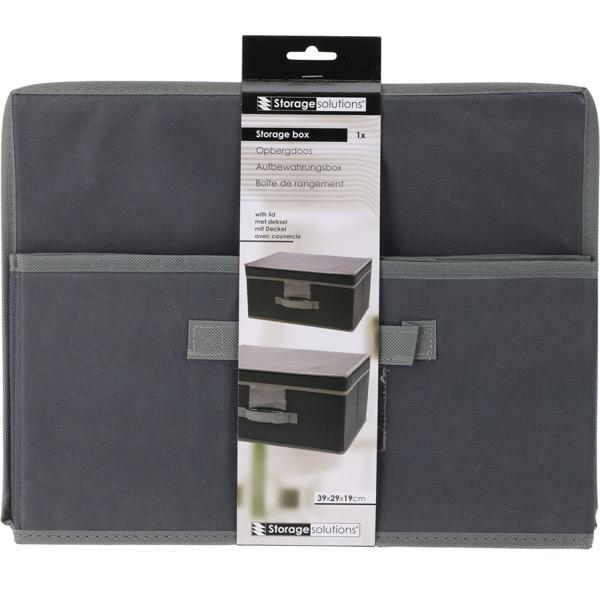 2er-Set Aufbewahrungsbox mit Deckel & Henkel, faltbar, 2 Grössen: (31 x 15,5 x 28 cm/39 x 19 x 29 cm), schwarz