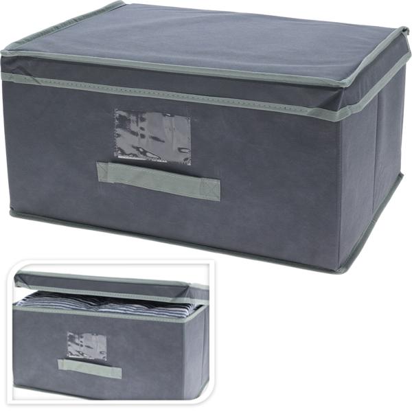 Aufbewahrungsboxen-Set 3 Grössen - Faltbare Ordnung mit Deckel & Henkel für Spielzeug, Kabel & Kleinteile - Karton/Stoff Schwarz/Grau