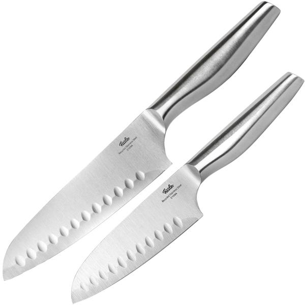 Profi-Santoku-Messer-Set, Edelstahl, 16,5cm/12,4cm Klingen, ergonomischer Griff, scharf, rostfrei, perfekte Küchenmesser von Fissler