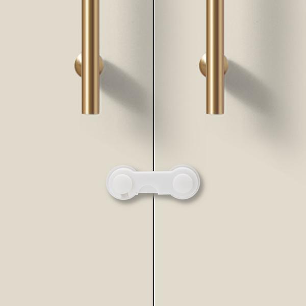 Baby-Sicherungen klebend (10er-Set) – Kindersicherung für Schubladen, Schranktüren & Vitrinen – Mit 3M-Klebepads, weiss