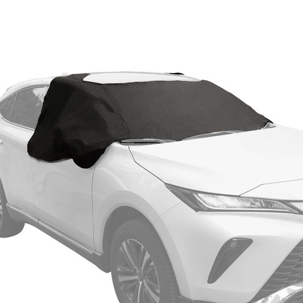 Autoscheibenabdeckung für die Windschutzscheibe, Magnet-Befestigung, 270 x 94 cm, Schützt auch Seitenscheiben, Spiegel und Schloss vor Eis und Schnee