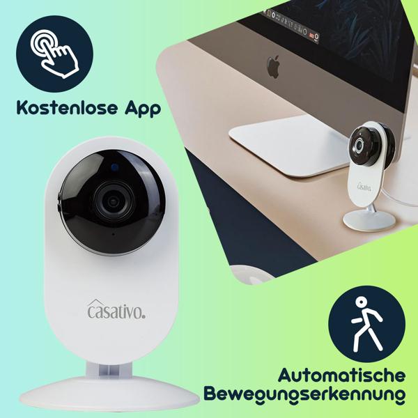 Full-HD-IP-Überwachungskamera mit Nachtsicht, 135° Weitwinkel – WLAN-Kamera mit Zwei-Wege-Audio & Bewegungserkennung für Zuhause & Büro