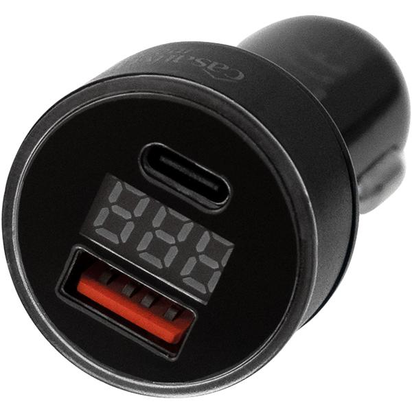 Dual Kfz-USB-Ladegerät 38W (USB-C PD & USB-A QC) – Schnellladestecker für Zigarettenanzünder mit digitaler Spannungsanzeige