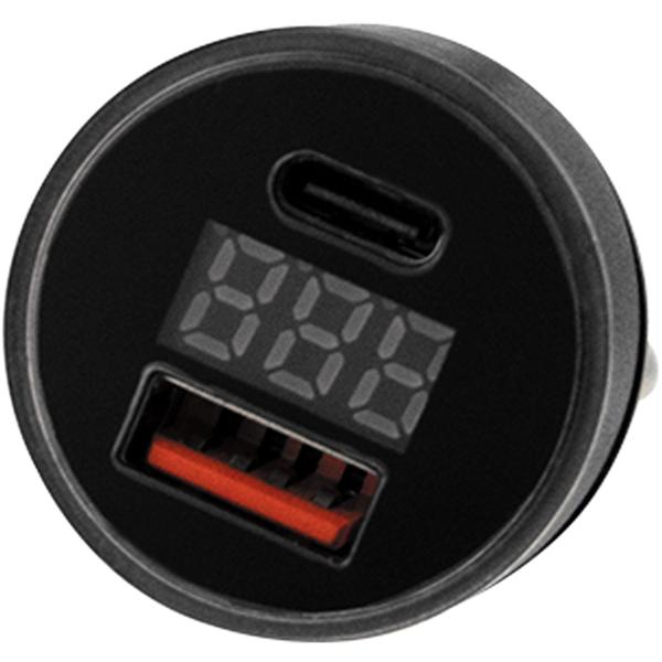 Dual Kfz-USB-Ladegerät 38W (USB-C PD & USB-A QC) – Schnellladestecker für Zigarettenanzünder mit digitaler Spannungsanzeige