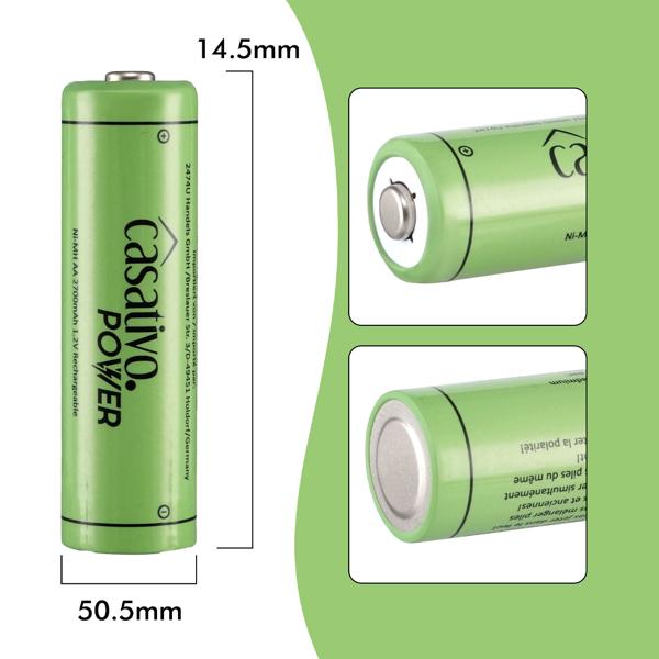 20er Pack AA Akkus 2700 mAh mit Case - Wiederaufladbare NiMH Batterien für Kameras Spielzeug Fernbedienungen - 1.2V - bis 1000 Ladezyklen