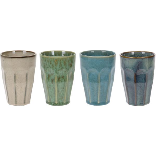 Trendiges Porzellan Becher Set (4 Stück, 330ml) in zarten Pastellfarben - Ideal für Kaffee Variationen & Tee - Stilvoll geniessen