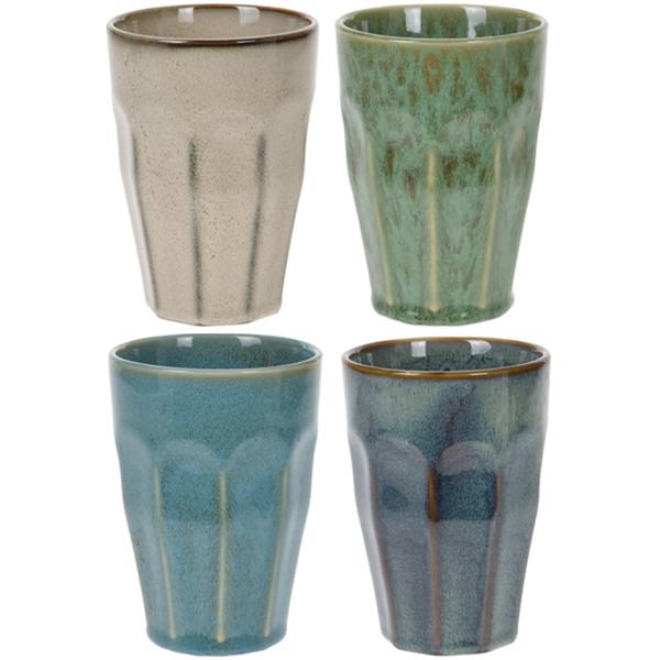 Trendiges Porzellan Becher Set (4 Stück, 330ml) in zarten Pastellfarben - Ideal für Kaffee Variationen & Tee - Stilvoll geniessen