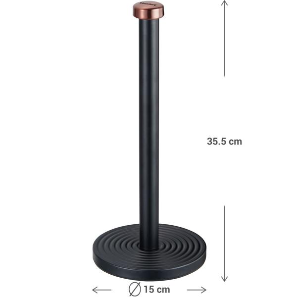 Küchenrollenhalter Design schwarz-roségold - Sicherer Stand, einhändig abreissbar & edler Look - Aus pulverbeschichtetem Metall, 15 x 35,5 cm