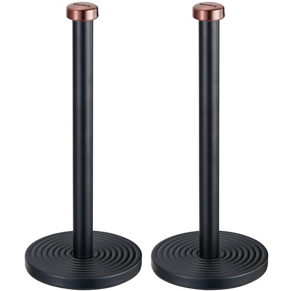 2er-Set Design Küchenrollenhalter - Schwarz/Roségold, Metall-Küchenhelfer - Stabiler Stand - Einhändig abreissbar - 15x35.5cm - Zeitlos & elegant