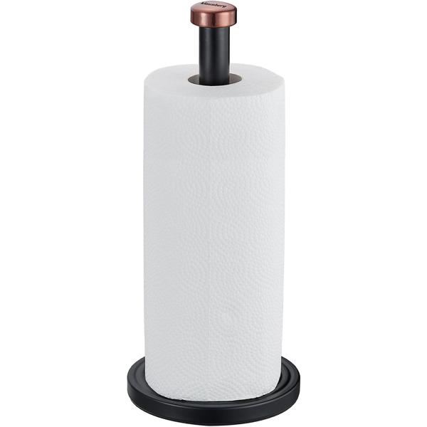 2er-Set Design Küchenrollenhalter - Schwarz/Roségold, Metall-Küchenhelfer - Stabiler Stand - Einhändig abreissbar - 15x35.5cm - Zeitlos & elegant