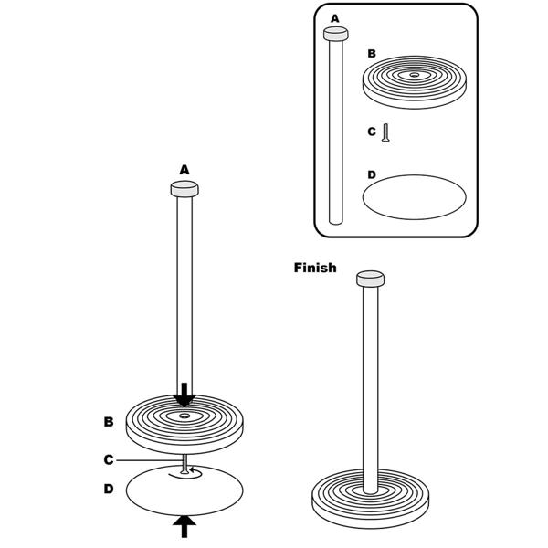 2er-Set Design Küchenrollenhalter - Schwarz/Roségold, Metall-Küchenhelfer - Stabiler Stand - Einhändig abreissbar - 15x35.5cm - Zeitlos & elegant