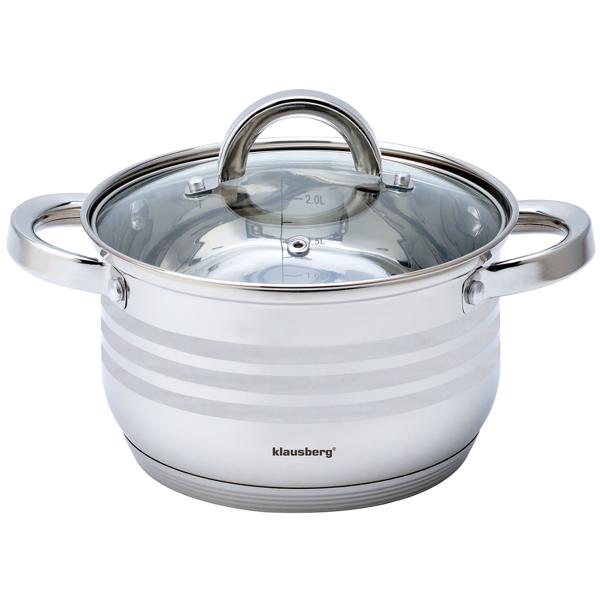 6-teiliges Edelstahl Kochtopf Set: Glasdeckel & silberne Design-Griffe - Elegantes Premium-Kochgeschirr für anspruchsvolle Köche und alle Herdarten