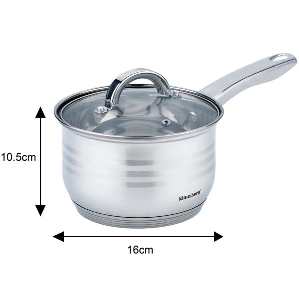 6-teiliges Edelstahl Kochtopf Set: Glasdeckel & silberne Design-Griffe - Elegantes Premium-Kochgeschirr für anspruchsvolle Köche und alle Herdarten