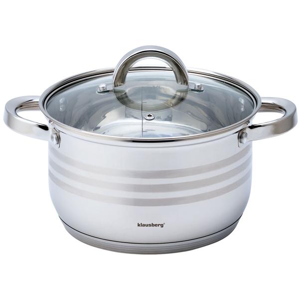 6-teiliges Edelstahl Kochtopf Set: Glasdeckel & silberne Design-Griffe - Elegantes Premium-Kochgeschirr für anspruchsvolle Köche und alle Herdarten