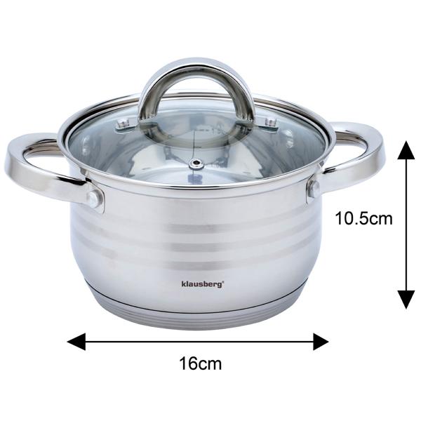 6-teiliges Edelstahl Kochtopf Set: Glasdeckel & silberne Design-Griffe - Elegantes Premium-Kochgeschirr für anspruchsvolle Köche und alle Herdarten