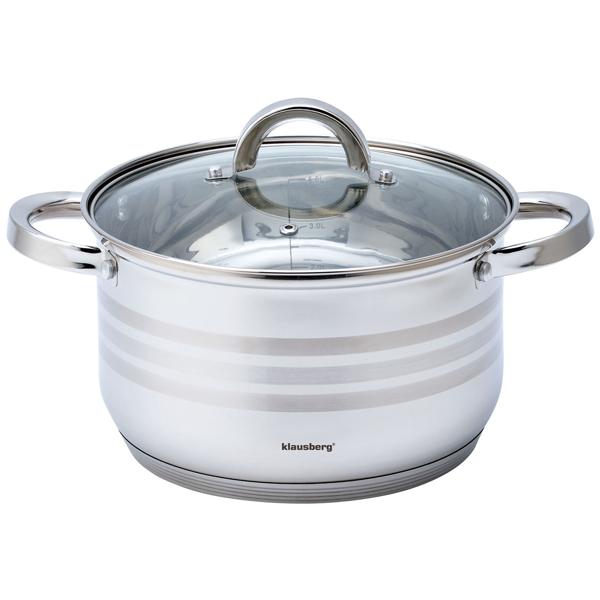 6-teiliges Edelstahl Kochtopf Set: Glasdeckel & silberne Design-Griffe - Elegantes Premium-Kochgeschirr für anspruchsvolle Köche und alle Herdarten
