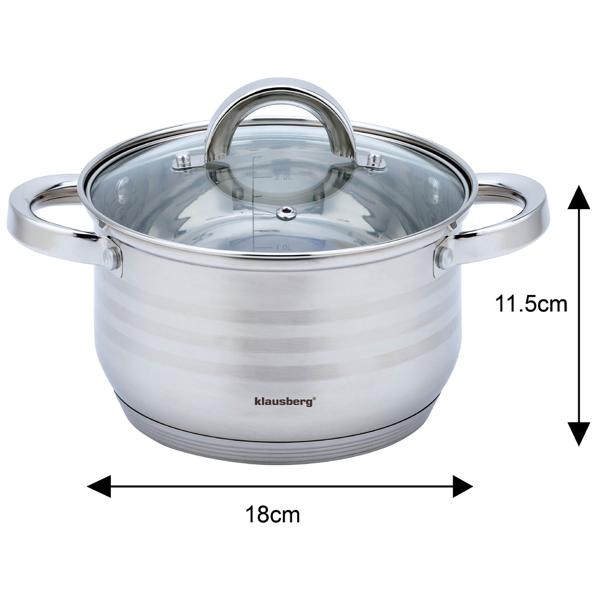 6-teiliges Edelstahl Kochtopf Set: Glasdeckel & silberne Design-Griffe - Elegantes Premium-Kochgeschirr für anspruchsvolle Köche und alle Herdarten