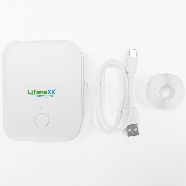 Mobiler Akku Thermo Etikettendrucker, 12mm - weiss, App Design, inkl. Etiketten - kabelloser Labeldrucker, Etiketten Beschriften, Einfache Bedienung