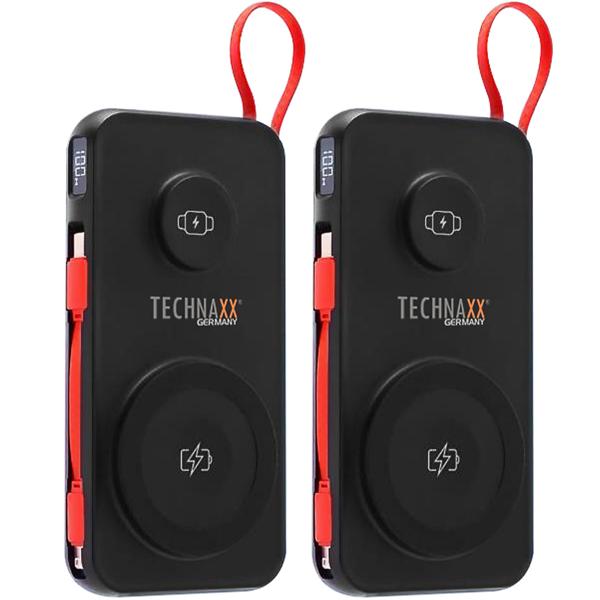 2er-Set 3in1 Wireless Powerbank 10000mAh, MagSafe-komp. , Kabellose Magnetische Power Bank mit LED-Display, Akkupack für iPhone und Apple Watch 12, 13, 14, 15