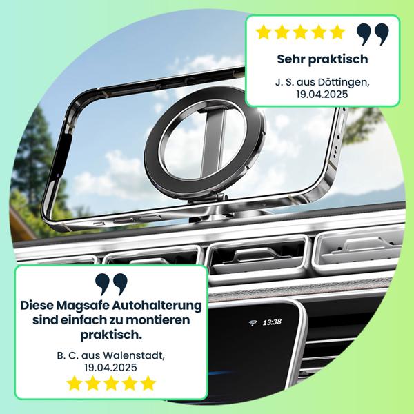 2er-Set Auto Handyhalterung MagSafe komp., sichere Magnethalterung für Ihr iPhone, 360° drehbar & einfache Montage 