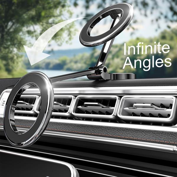 3er-Set Hochwertige Handy KFZ-Halterung MagSafe komp., chrom-schwarz glänzend, 360° drehbar, sichere magnetische Befestigung für Ihr iPhone