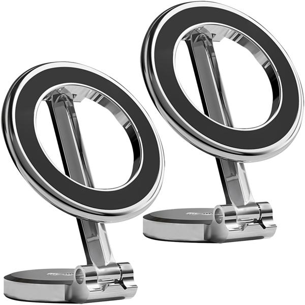 2er-Set Hochwertige Handy KFZ-Halterung MagSafe komp., chrom-schwarz glänzend, 360° drehbar, sichere magnetische Befestigung für Ihr iPhone