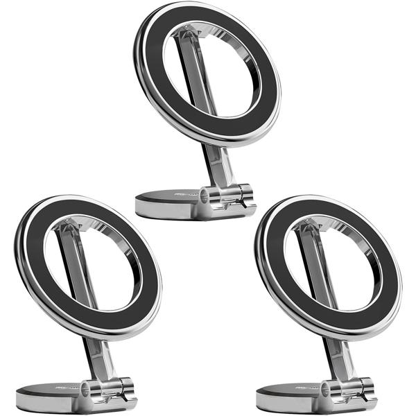 3er-Set Hochwertige Handy KFZ-Halterung MagSafe komp., chrom-schwarz glänzend, 360° drehbar, sichere magnetische Befestigung für Ihr iPhone