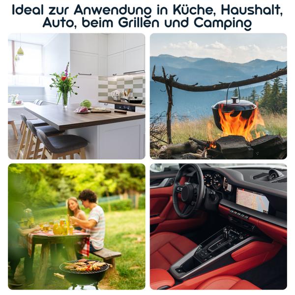 Effektiver kompakter ABC Pulver Feuerlöscher, 1 kg, Brandklassen 5A 34B C, ideal für Küche, Haushalt, Auto, beim Grillen und Camping
