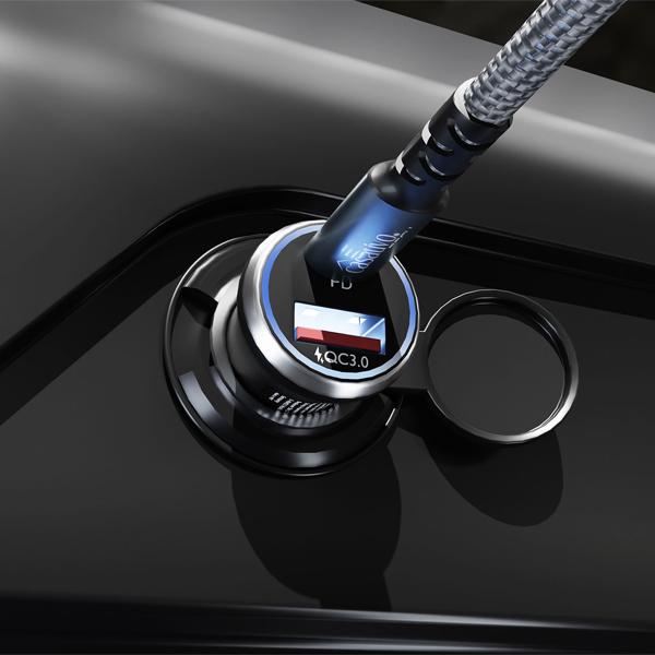 2er-Set Leistungsstarkes Kfz-USB-Netzteil, (54 Watt) inkl. Ladekabel, USB-C PD & USB-A QC, Dual-USB Schnellladestecker, schnelles Aufladen unterwegs