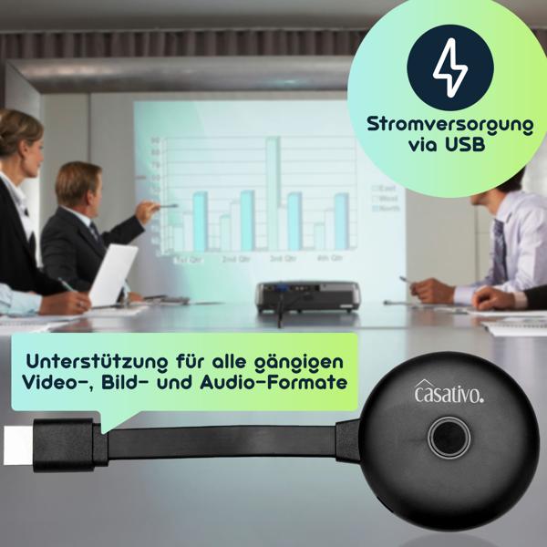 2er-Set WLAN-HDMI-4K-Streaming-Empfänger Dongle, Drahtloser SmartMedia Player, AirPlay, DLNA, Miracast, iOS, MacOS, Airplay, Android, für TV, Monitor, Beamer