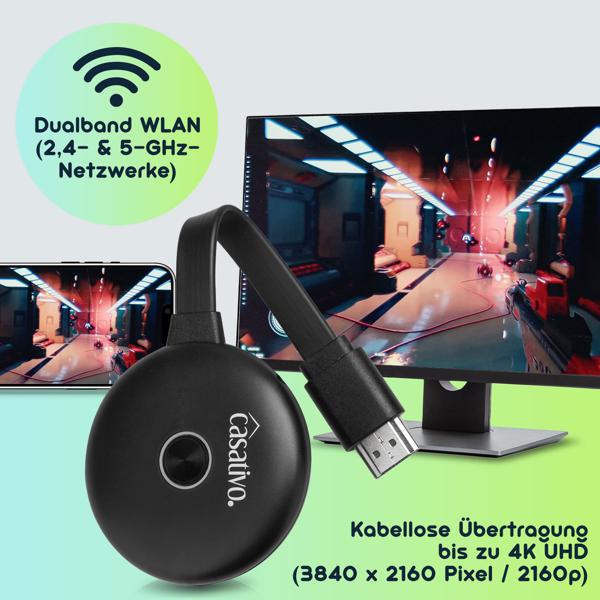 2er-Set WLAN-HDMI-4K-Streaming-Empfänger Dongle, Drahtloser SmartMedia Player, AirPlay, DLNA, Miracast, iOS, MacOS, Airplay, Android, für TV, Monitor, Beamer